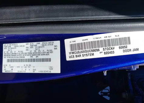 2016 Ford Escape Titanium from USA, damaged, VIN 1FMCU0JXXGUC59056